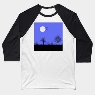 Paisaje nocturno en azul Baseball T-Shirt